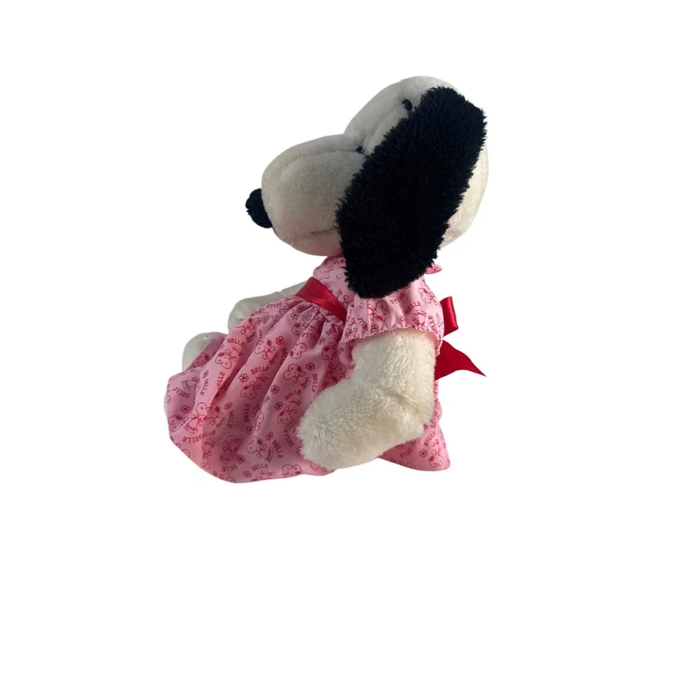 Peanuts Belle Plush Snoopy Sister Pink Dress Vintage Stuffed Animal Toy